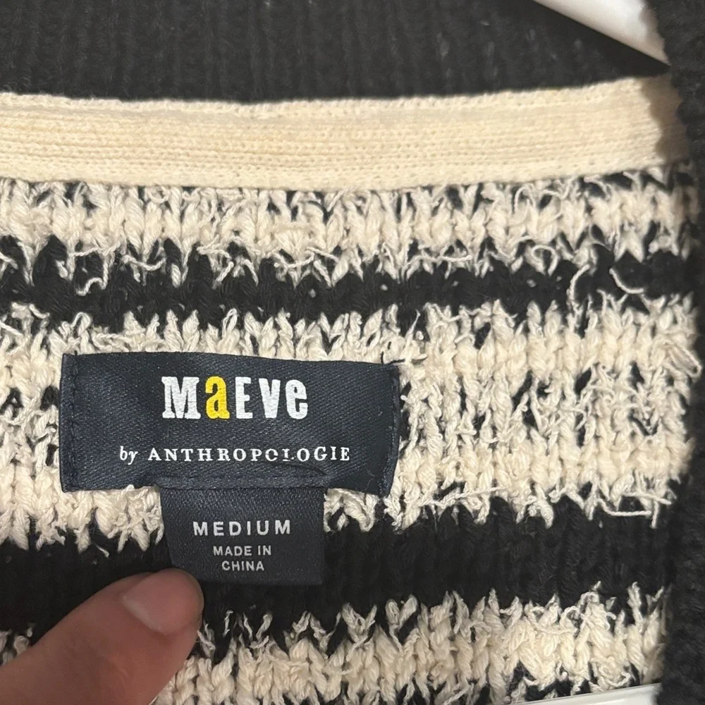Maeve Black and Cream Textured Knit Vest size M - Picture 3 of 5
